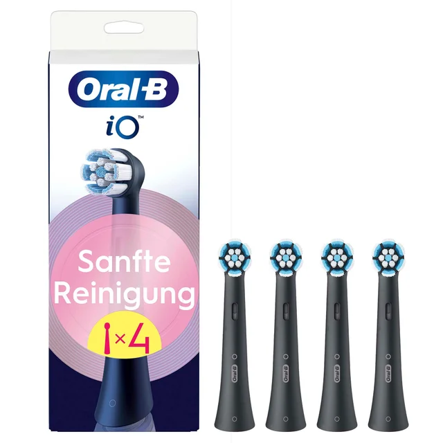 Oral-B iO Sanfte Reinigung, Original Aufsteckbürsten, Schwarz, 4 Stück