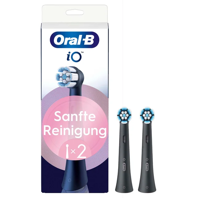 Oral-B iO Sanfte Reinigung, Original Aufsteckbürsten, Schwarz, 2 Stück