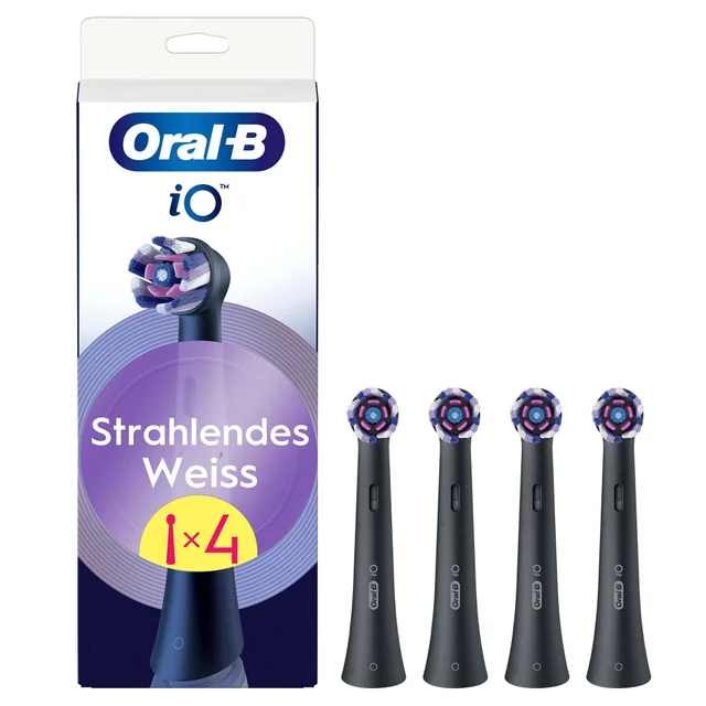 Oral-B iO Strahlendes Weiss, Original Aufsteckbürsten, Schwarz, 4 Stück